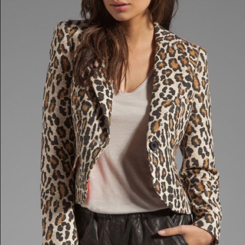 Alice & Olivia Frankie Leather Elbow blazer in SM